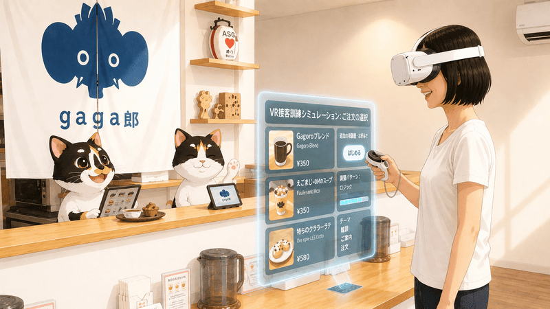 VR接客シミュレーターを使った接客・面接練習の様子